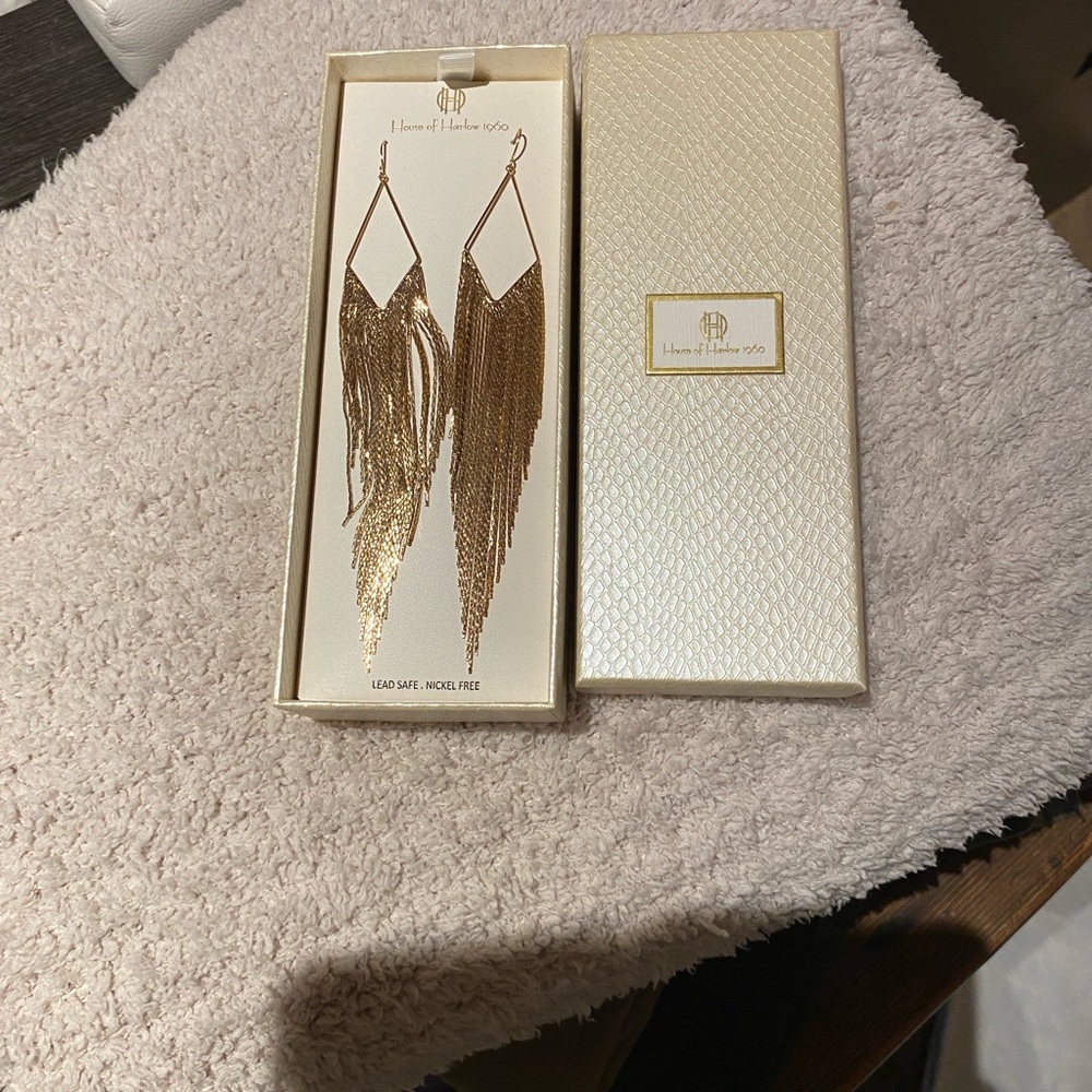 House of Harlow 1960 Shimmering Gold Dangle Earrings